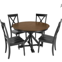 Round 45” Trestle Table & Chairs (4)