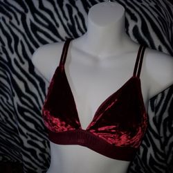 Women's Maroon Fleece Bralette by Victoria Secrets