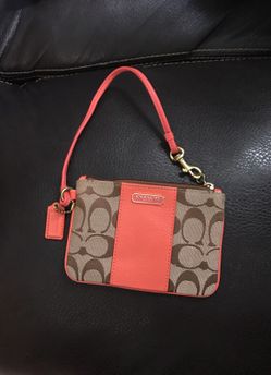 Coach coral wristlet