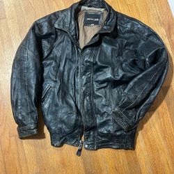 Vintage Pierre Cardin Dark Brown Men Leather Jacket Size L
