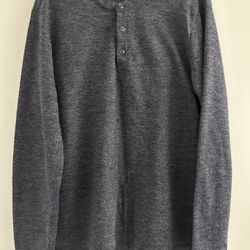 Banana Republic Shirt Mens Sz L Blue Gray Henley Long Sleeve Casual Outdoor