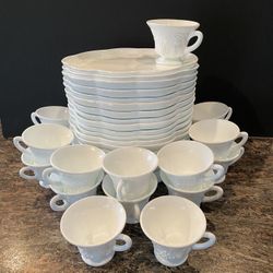 Dishes, Milk Glass Luncheon Sets, 36 Pieces 