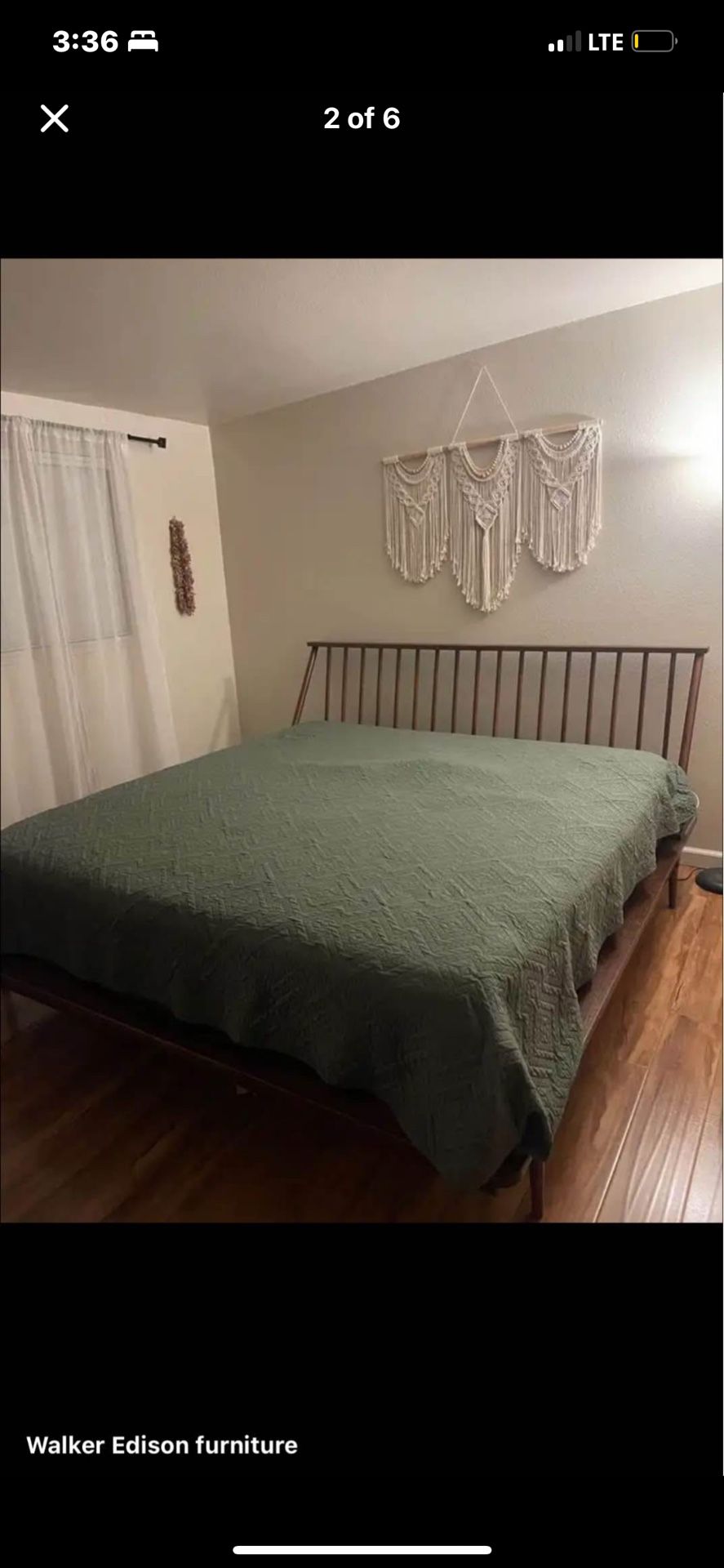 Walker Edison King Size Bed With 6 Cabinet Dresser