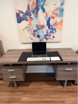 Office desk and filing cabinet