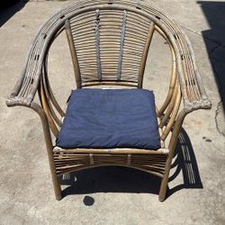 Vintage Bamboo Chair W/Cushion~HTF~Unique