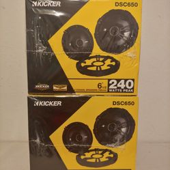 KICKER 2 PAIRS  6.5 INCH 2 WAY 240 WATTS CAR SPEAKER ( BRAND NEW PRICE IS LOWEST INSTALL NOT AVAILABLE )