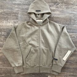 Essentials Fear of God Oatmeal Zipup Hoodie
