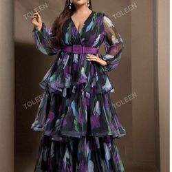 Women’s Size 1X Tiered Maxi Dress- NEW NEVER WORN 