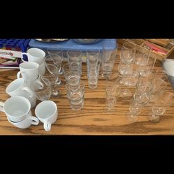 Large Lot Of Drinking Glasses And Cups 