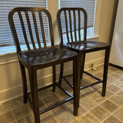 Aluminum Bar Height Chair Nickel Color Set Of 2