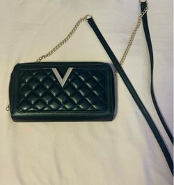 Quilted Black Crossbody Wallet Bag