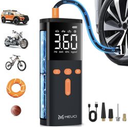 Tire Inflator Portable Air Compressor, 10000mAh Cordless Air Pump for Car Tires, 150PSI Electric Bike Tire Pump with Pressure Gauge, LED Light for Mot