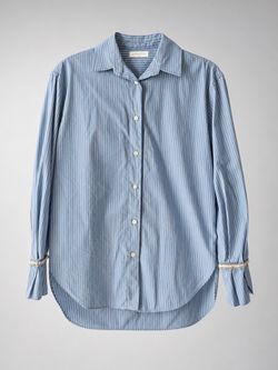 Sandro Bleus Striped Rhinestone-embellished Cotton Shirt