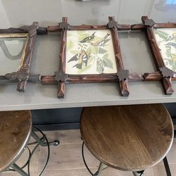 Antique Victorian Adirondack  With Leaves  Wood Frames Lot