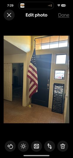 Large Display U.S. Flag Wood Pole and Brass Stand 12’ By Dettra Flag Co.