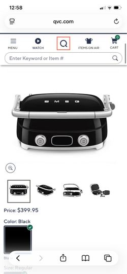 Smeg Electric  Grill Press Black