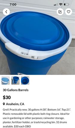 30 gallons barrels drums container