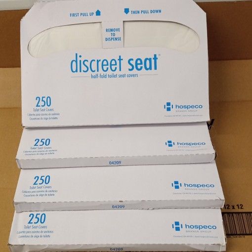 4 Packs (1,000) Discreet Seat Half-Fold Toilet Seat Covers (20 Packs Available ~ 5,000 Total Covers)