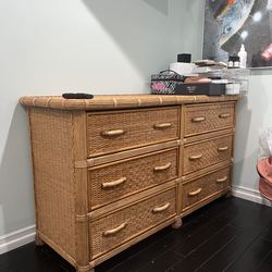 Vintage rattan dresser