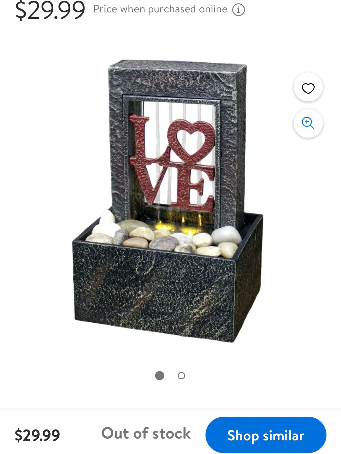 Raining Love Led Small Table Fountain with river rocks