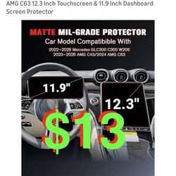 For 2PCS Matte Anti Glare Tempered Glass 2022 2023 2024 2025 2026 GLC300 C300 W206 & 2024 2025 2026 AMG C43 AMG C63 12.3 Inch Touchscreen & 11.9 Inch