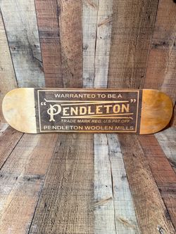 PENDLETON WOOLEN MILLS Store Display Wood Skateboard Sign Display Man Cave