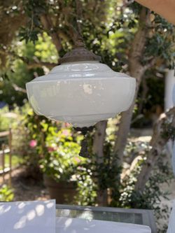 Antique 1920s Glass Ceiling Schoolhouse Light Fixture