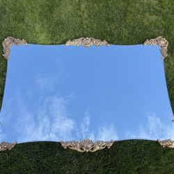 Vintage Large Gold Gilded Frameless Wall/ Mantle Mirror