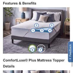 Novaform ComfortLuxe Plus Gel Memory Foam Mattress Topper – Queen | Brand New in Box