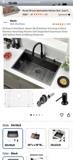 black stainless steel sink!