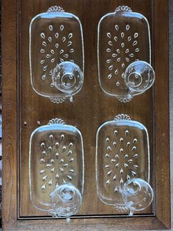Glass cup and platter Set of 4 Vintage