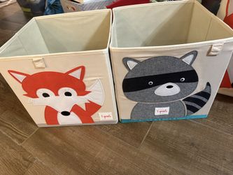 Set Of 2 - 3 Sprouts Fabric Kids Storage Cubes 