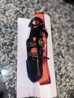 Red Ratchet Tie-Down Strap with Hook