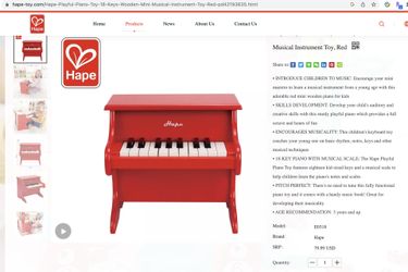 Hape Playful Piano Toy, Red