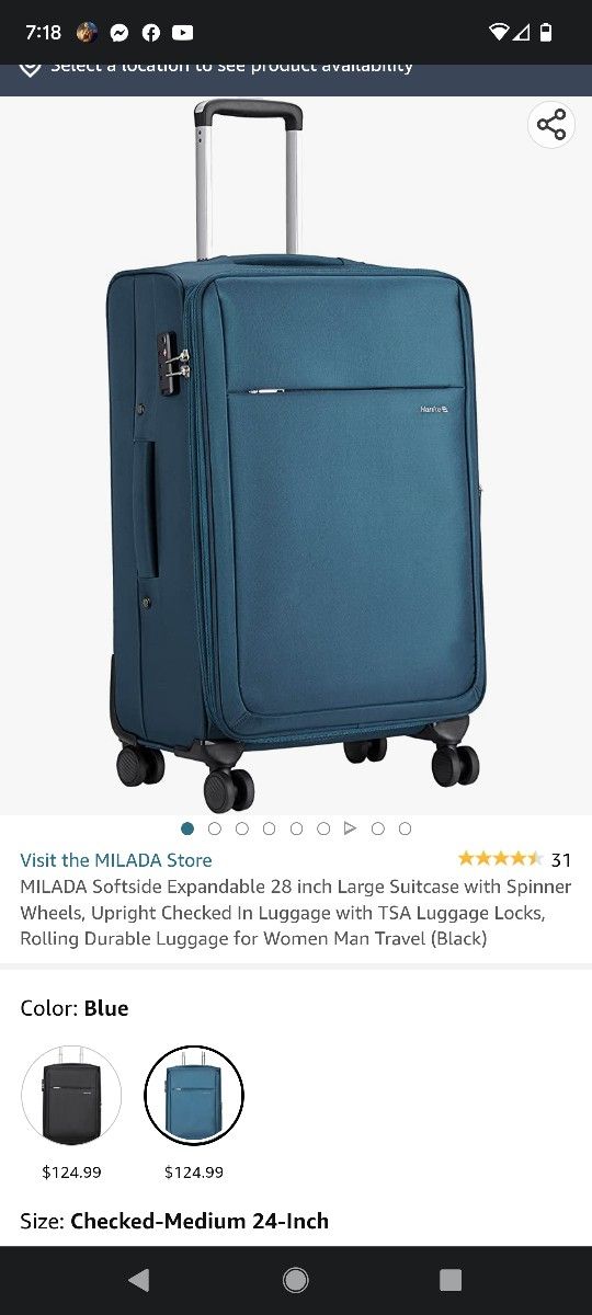 $80 MILADA LARGE ROLLING SUITE CASE
