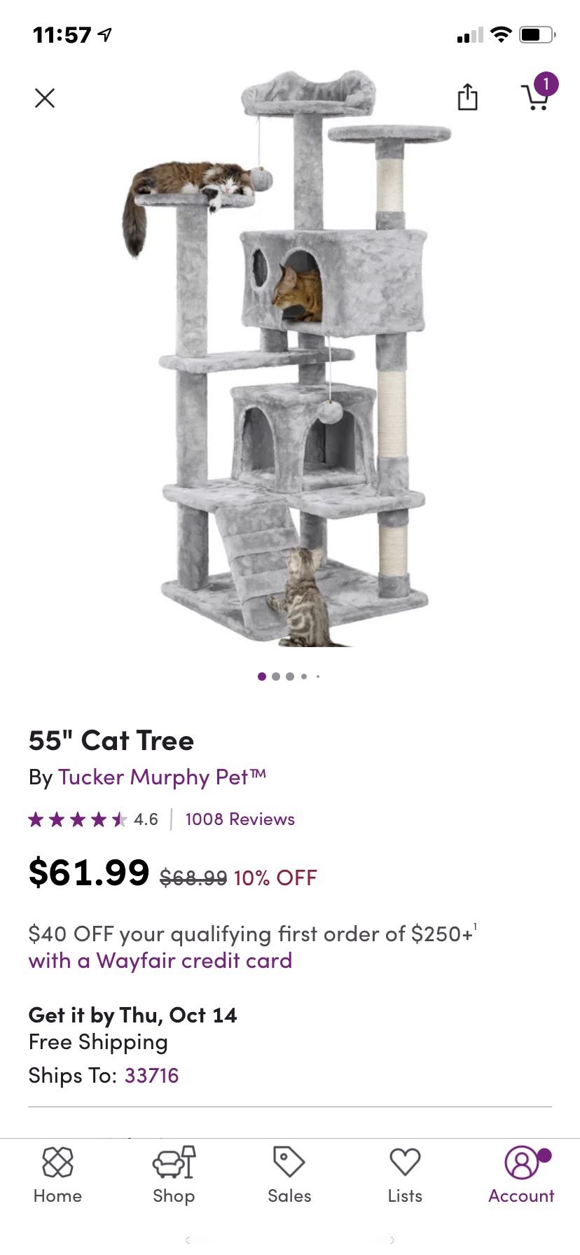Light Gray Cat Tree - New - in plastic