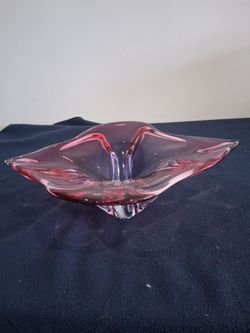 1960's Pink Leaded Crystal Dish (See Description)