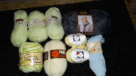 Knitting lots of yarn.  Over 50 packages.  Also include Knitting patterns and other items. 60.00 for Thumbnail