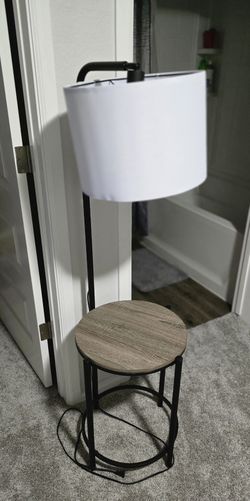 Floor Lamp with Wood Finished Table