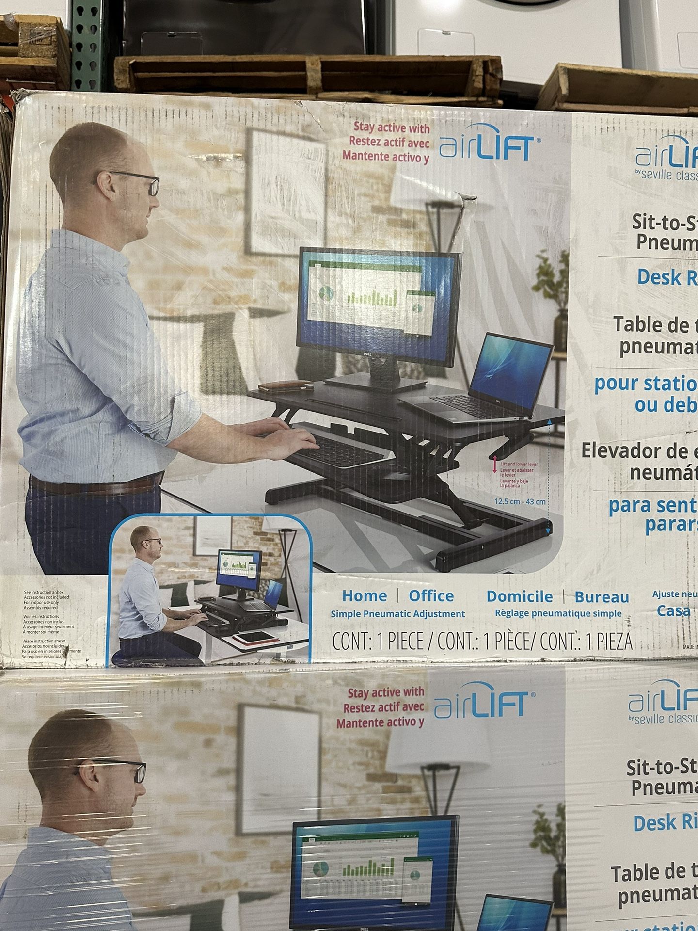 Air Lift Sit To Stand Pneumatic Desk Riser Adjustable High Desk