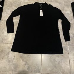 NWT Retail $148 Eileen Fisher Mock Neck Tunic Shirt SZ Small Macys Oversized