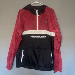 Pink Dolphin Windbreaker Jacket - Red/Black/ White - Size L