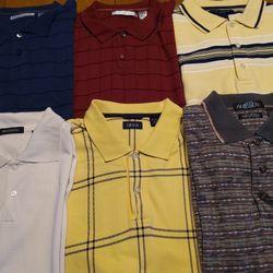 Men's Pullover Short Sleeve Shirts,  Size Large,  Group Of 6 