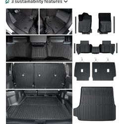 Floor Mats Set for 2025 2026 Toyota 4Runner Fuel 5-Seater, Full Coverage All Weather TPE Car Mats with Cargo Mat & Trunk Backrest Protectors & 4 Door 