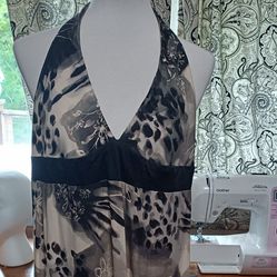 Maxi Dress Black And White Print Small Med