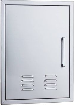 Outdoor Kitchen Ventilation Doors - 17 inches wide x 23 inches high - Stainless Steel Single Access Grill Door with Left Hinge, Flush Mount