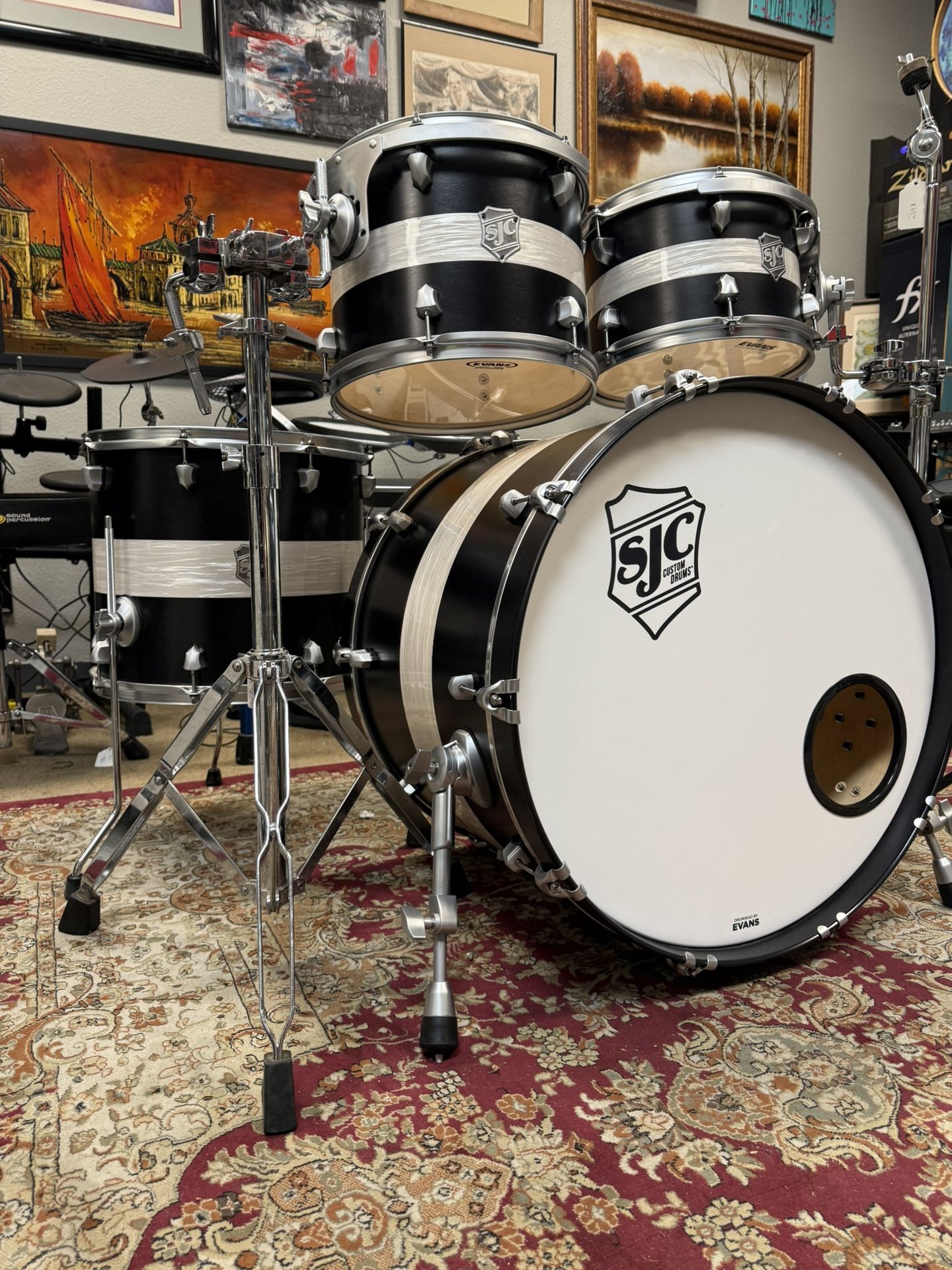 SJC Custom Drums 4pc Satin Black Drum Set