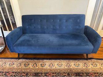 futon sofa bed & couch blue velvet