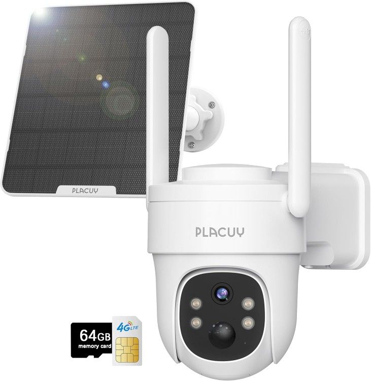 4G LTE Cellular Security Cameras - No WiFi Security Camera, 2K Solar Security Cameras Wireless Outdoor, PIR Motion Sensor, 2 Way Talk, Siren Alerts(64