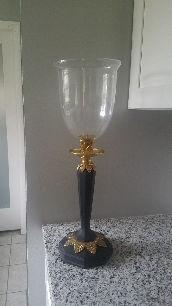 Gatco Solid Brass Hurricane Glass Candle Holder 24"